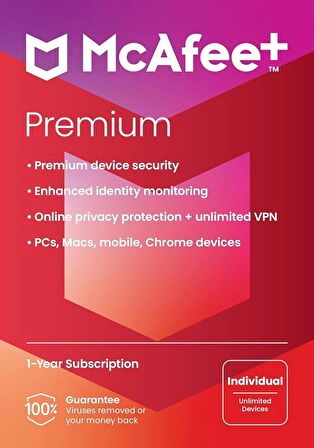 McAfee+ Premium - 1 Cihaz 1 Yıl McAfee Offical Key