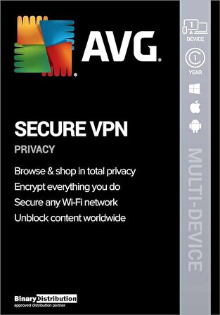 AVG Secure VPN - 10 Cihaza Kadar 1 Yıl Dijital Kod (PC/Android/MAC/iOS) 