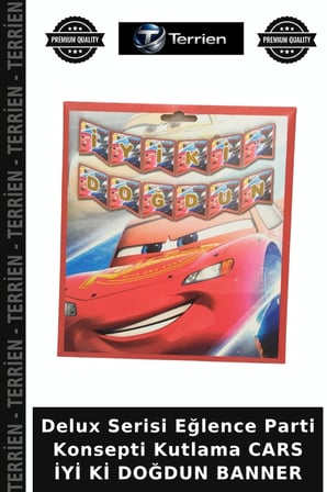 Delux Serisi Eğlence Parti Konsepti Kutlama CARS İYİ Kİ DOĞDUN BANNER