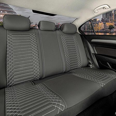 Ford Courier Lüx Deri Oto Koltuk Kılıfı Ön Arka Takım Exclusıve Model Füme 2+1
