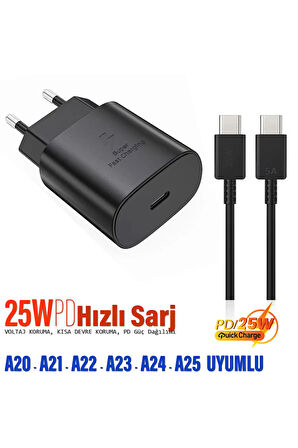 Samsung A23 Uyumlu Şarj Aleti 25W HIZLI Type-C 25w Hızlı Şarj Kablosu