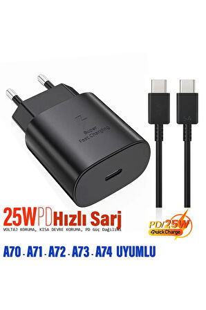 Samsung Galaxy A72 Uyumlu 25W HIZLI Şarj Aleti - Type-C 5A 25W HIZLI Şarj Kablosu