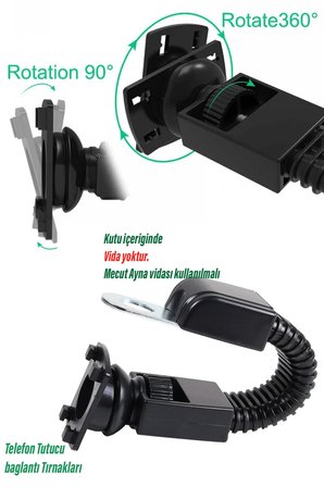 Motosiklet Aynaya Takılan Telefon Tutucusu Bisiklet Scooter Ayna Bağlantılı Telefon Tutucu