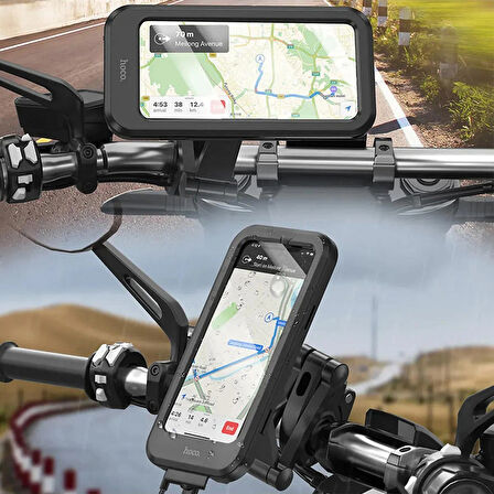 Motosiklet Scooter Bisiklet Telefon Tutucu Su Geçirmez 360° Ayarlanabilir Şarj Girişi Açık