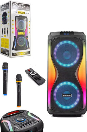 Büyük Boy Bluetooth Hoparlör 40000WATTS Speaker 8x2 Çift Hoparlör 2 Mikrofonlu 3600mAh Parti Boy