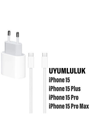 Iphone 15-15 PRO-15 PRO Max Uyumlu Şarj Aleti Set HIZLI Adaptör ve Type-C Kablosu