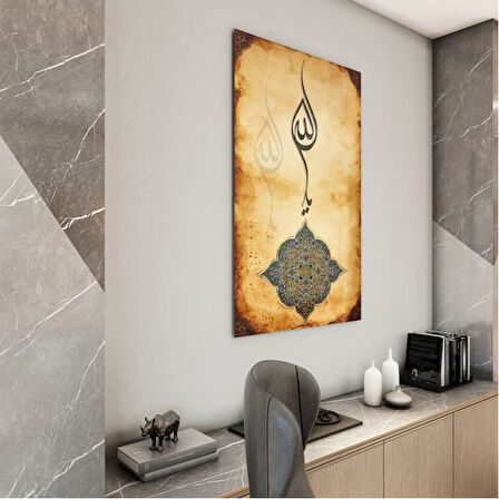 Dini Cam Tablo - Dikey Hat Sanatı - Dini Motif 02-001