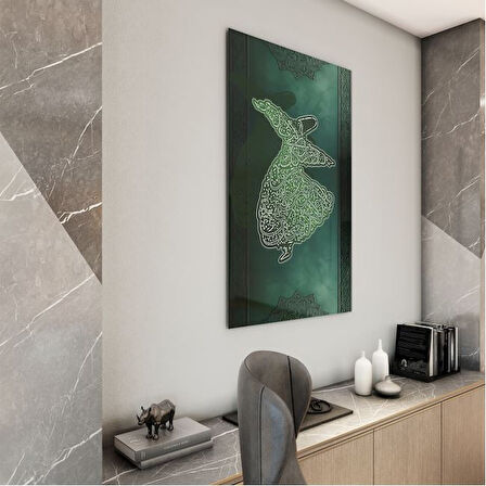 Dini Cam Tablo - Dikey Hat Sanatı - Dini Motif 08-032