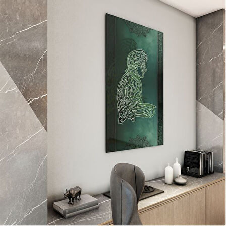 Dini Cam Tablo - Dikey Hat Sanatı - Dini Motif 08-034