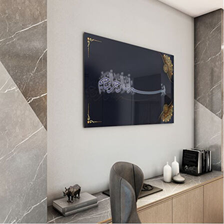 Dini Cam Tablo - Dikey Hat Sanatı - Dini Motif 09-009