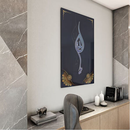 Dini Cam Tablo - Dikey Hat Sanatı - Dini Motif 10-006