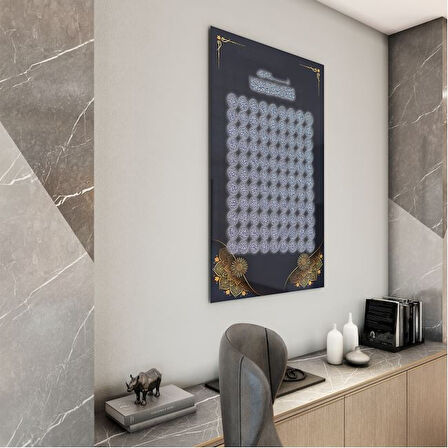 Dini Cam Tablo - Dikey Hat Sanatı - Dini Motif 10-007