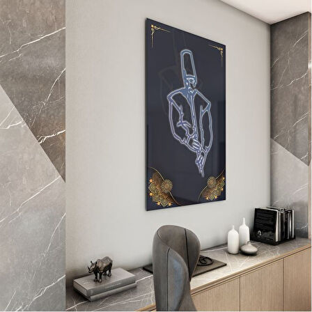 Dini Cam Tablo - Dikey Hat Sanatı - Dini Motif 10-037