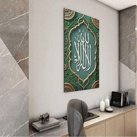 Dini Cam Tablo - Dikey Hat Sanatı - Dini Motif 12-023