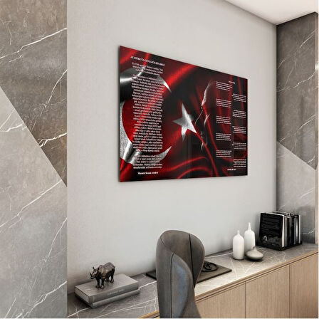 Atatürk Gençliğe Hitabe Cam Tablo - Yatay Motif 01-03