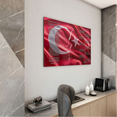 Atatürk Gençliğe Hitabe Cam Tablo - Yatay Motif 01-04