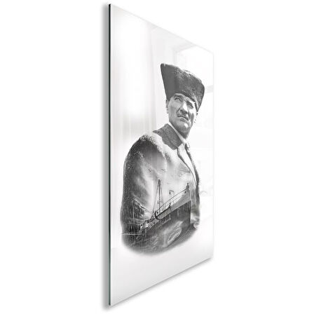Atatürk Cam Tablo - Yatay Motif 01-003