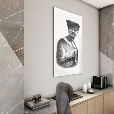 Atatürk Cam Tablo - Yatay Motif 01-003