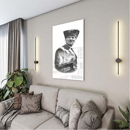 Atatürk Cam Tablo - Yatay Motif 01-003