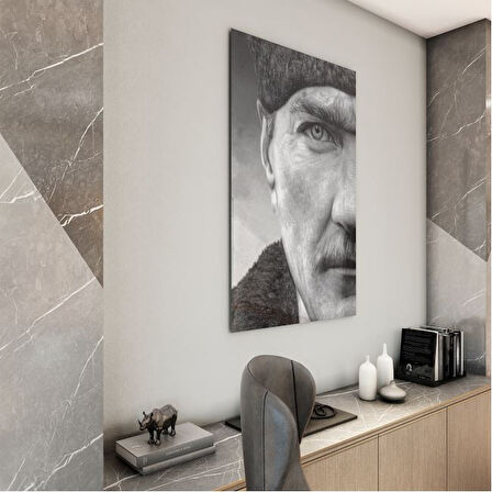 Atatürk Cam Tablo - Yatay Motif 01-005