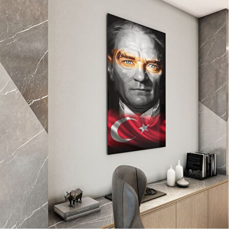 Atatürk Cam Tablo - Yatay Motif 01-006