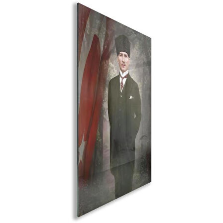 Atatürk Cam Tablo - Yatay Motif 01-008