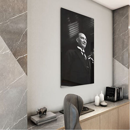 Atatürk Cam Tablo - Yatay Motif 01-009