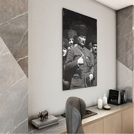 Atatürk Cam Tablo - Yatay Motif 01-013