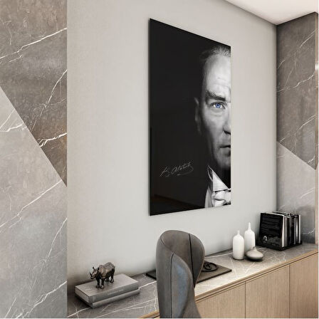 Atatürk Cam Tablo - Yatay Motif 01-015