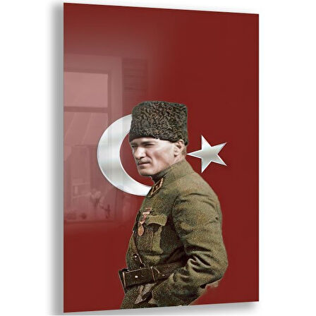 Atatürk Cam Tablo - Yatay Motif 01-016