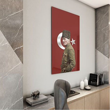 Atatürk Cam Tablo - Yatay Motif 01-016