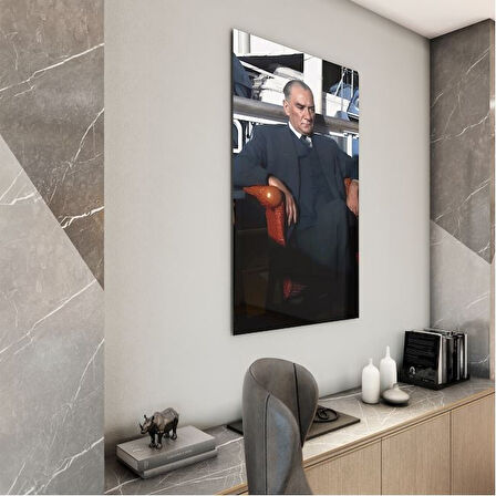 Atatürk Cam Tablo - Yatay Motif 01-018