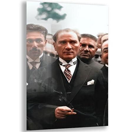 Atatürk Cam Tablo - Yatay Motif 01-020