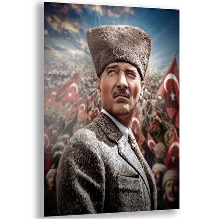 Atatürk Cam Tablo - Yatay Motif 01-028