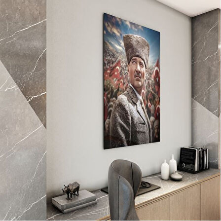 Atatürk Cam Tablo - Yatay Motif 01-028