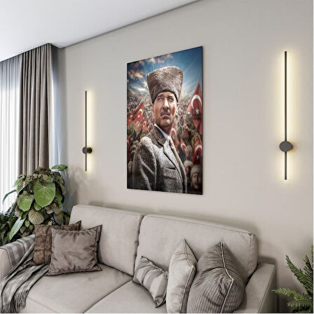 Atatürk Cam Tablo - Yatay Motif 01-028