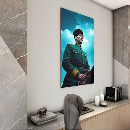 Atatürk Cam Tablo - Yatay Motif 01-029