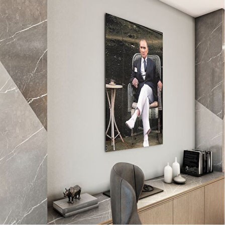Atatürk Cam Tablo - Yatay Motif 01-033