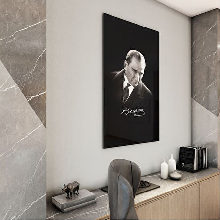 Atatürk Cam Tablo - Yatay Motif 01-035