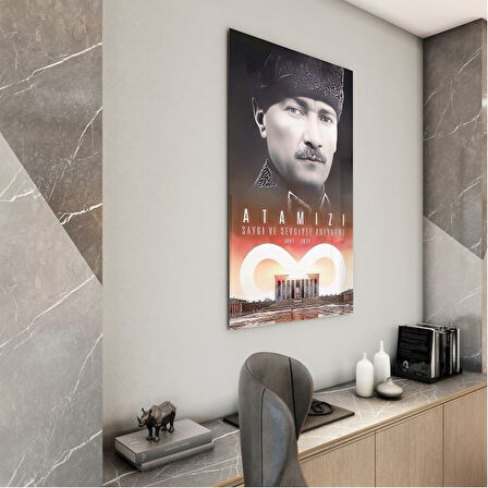 Atatürk Cam Tablo - Yatay Motif 01-036