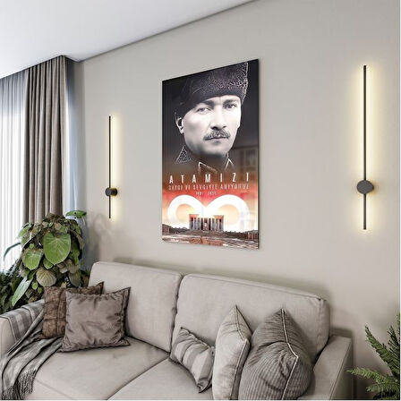 Atatürk Cam Tablo - Yatay Motif 01-036