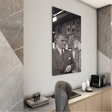 Atatürk Cam Tablo - Yatay Motif 01-037