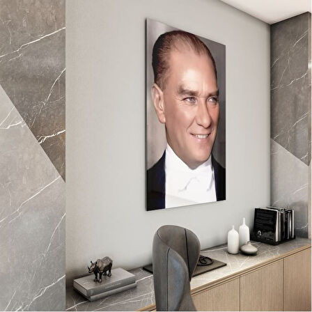 Atatürk Cam Tablo - Yatay Motif 01-038