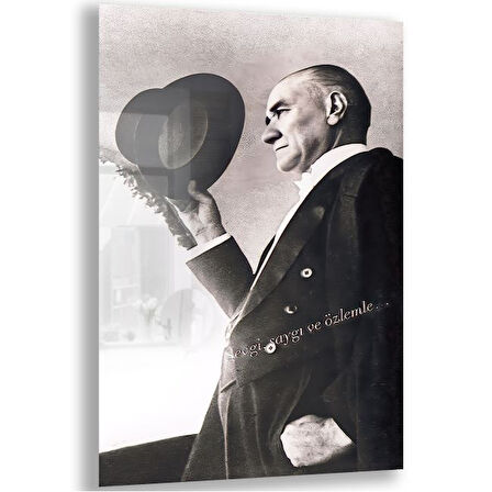 Atatürk Cam Tablo - Yatay Motif 01-039