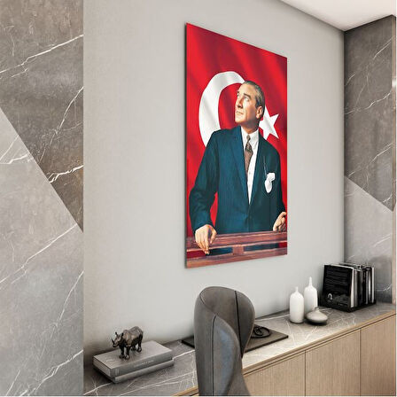 Atatürk Cam Tablo - Yatay Motif 01-041
