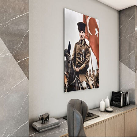 Atatürk Cam Tablo - Yatay Motif 01-043