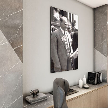 Atatürk Cam Tablo - Yatay Motif 01-047