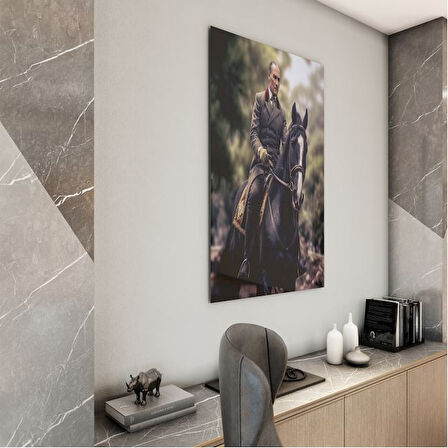 Atatürk Cam Tablo - Yatay Motif 01-048