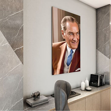 Atatürk Cam Tablo - Yatay Motif 01-049