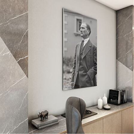 Atatürk Cam Tablo - Yatay Motif 01-050